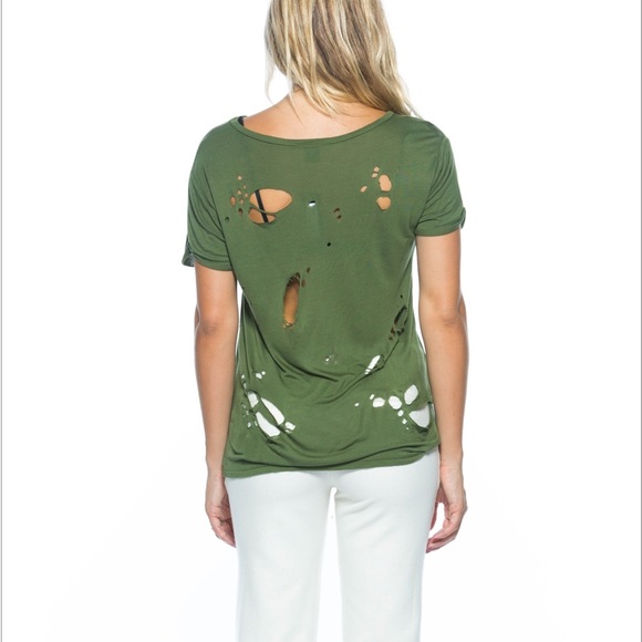 Distressed Ripped Cut Out Tee - Picture 3 of 7